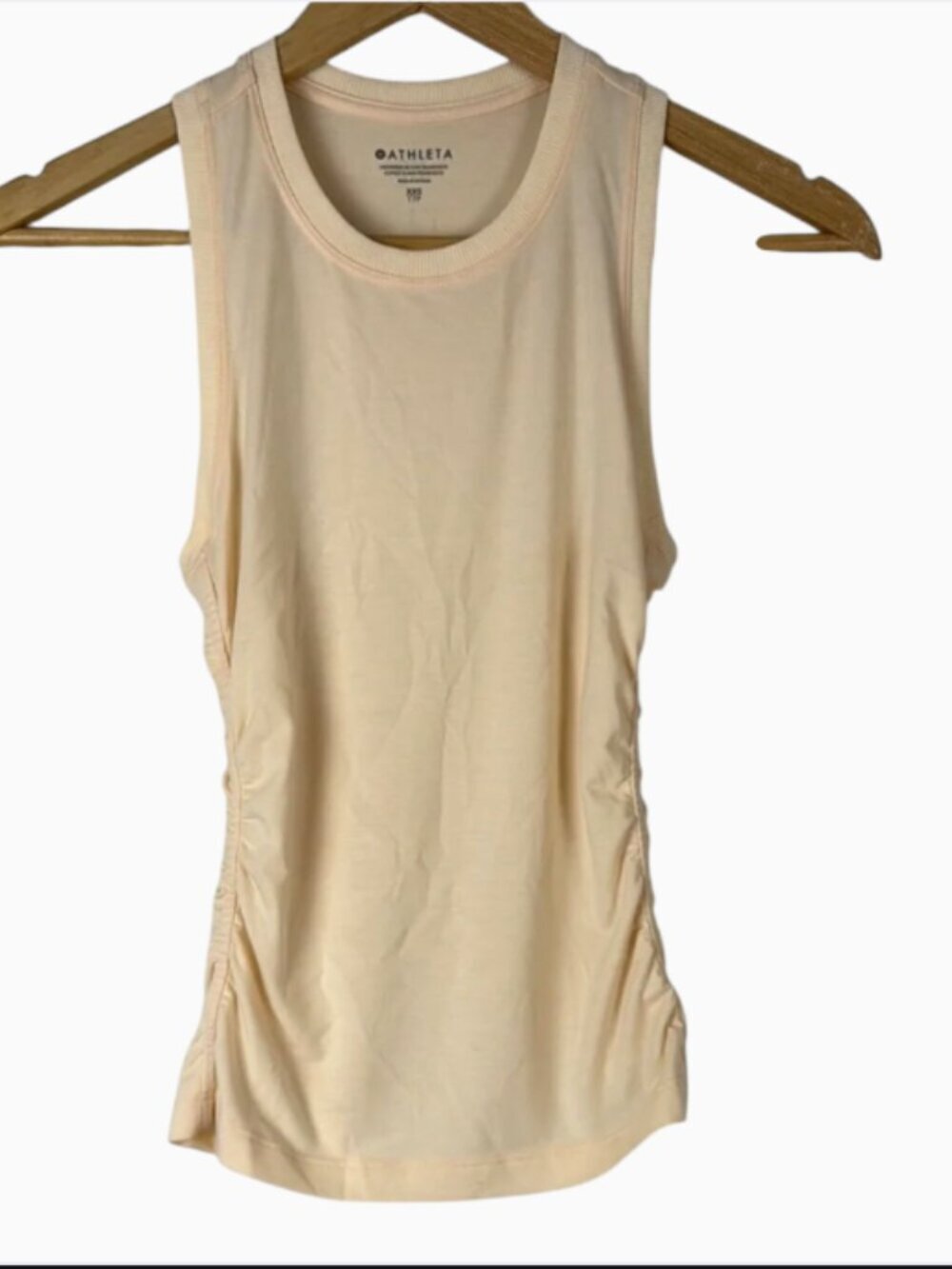 Athleta Cream Fitted Ruched Tank Top